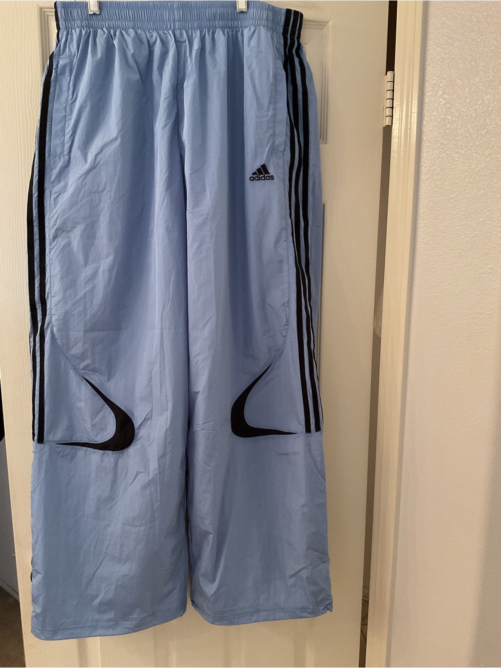 “NWT” Adidas Light Blue Track Pants with Black Accents